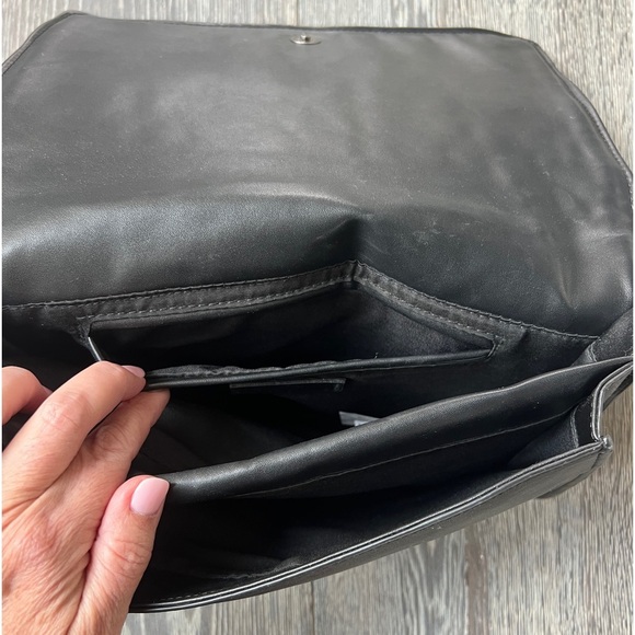 Zara Croc embossed quilted chained black handbag purse - Picture 8 of 13